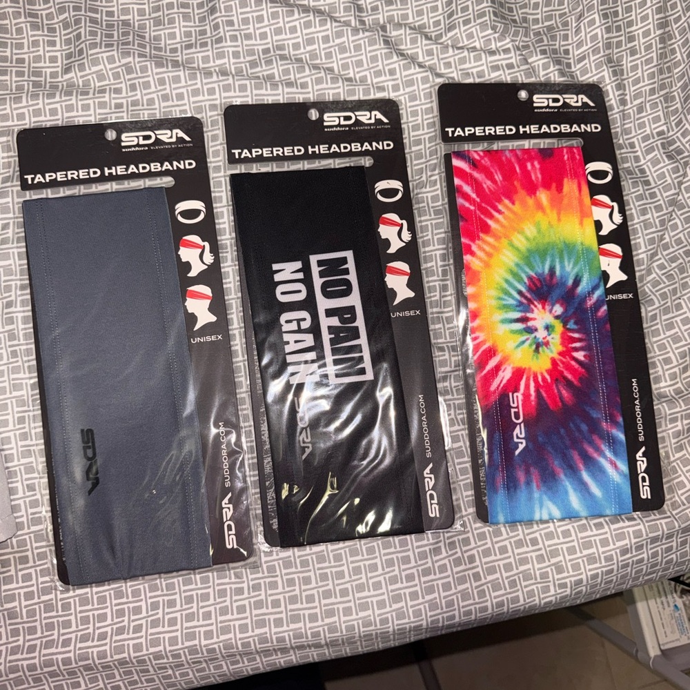 Tapered Headband Set - Gray, Black, and Multicolor